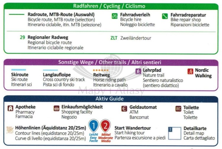 Bormio, Livigno Wodoodporna mapa turystyczna 96 Kompass legenda 3
