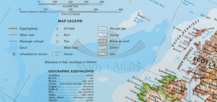 Europa 1:8 399 000. Mapa ścienna polityczna Classic w wersji błyszczącej wydawnictwa National Geographic. Legenda