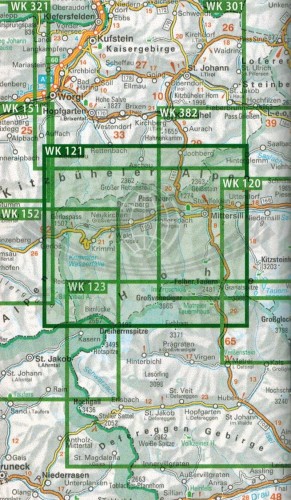 Grossvenediger, Oberpinzgau Mapa turystyczna WK 121 Freytag & Berndt zasięg