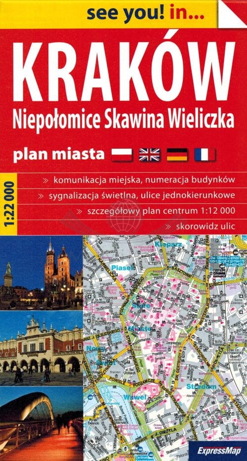 Kraków 1:22 000. Niepołomice, Skawina, Wieliczka. Mapa / Plan miasta. ExpressMap
