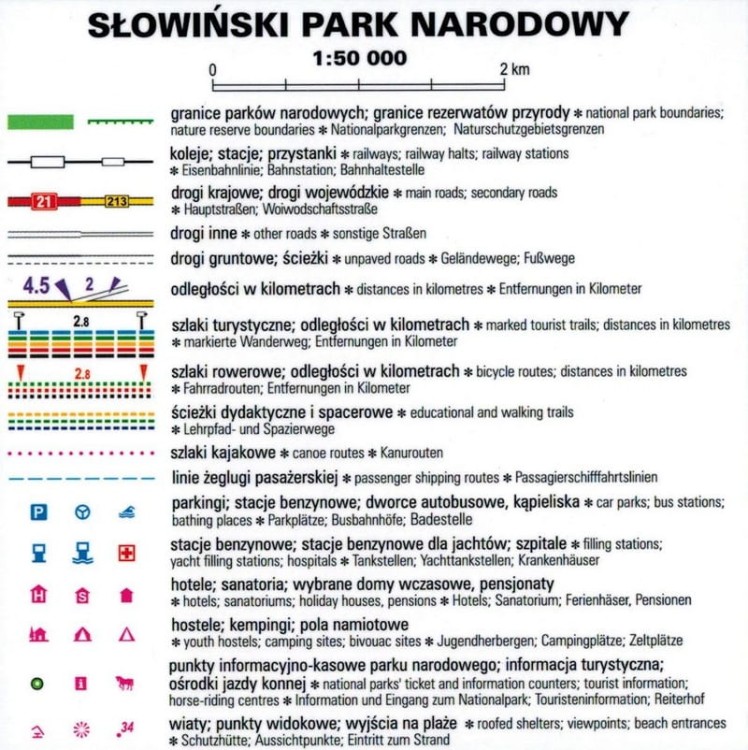 Słowiński Park Narodowy 1:50 000. Laminowana mapa turystyczna wydawnictwa ExpressMap. Legenda 1