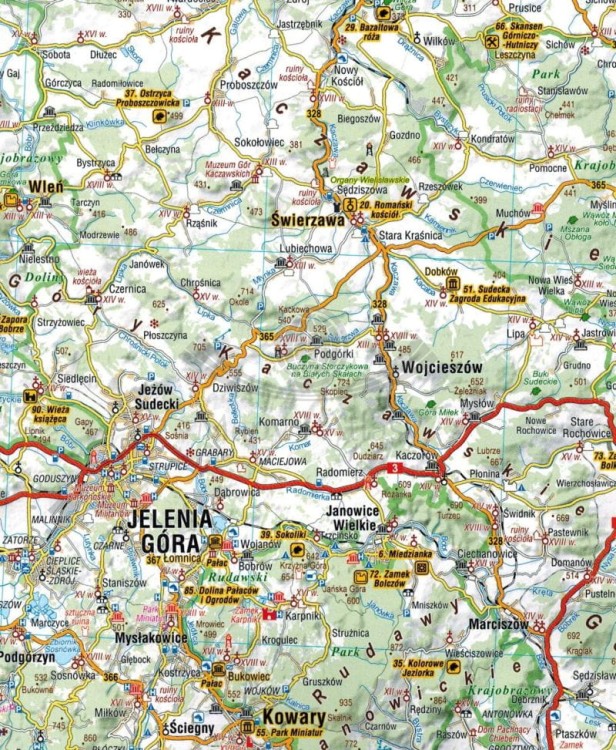 Dolnośląskie Mapa atrakcji turystycznych Compass fragment 2