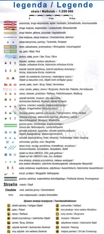 Dolnośląskie Mapa atrakcji turystycznych Compass legenda