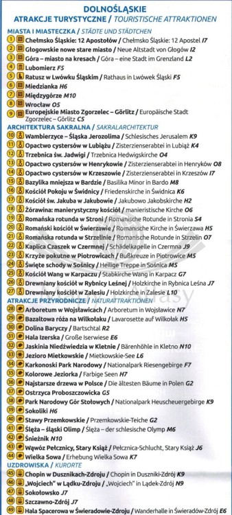 Dolnośląskie Mapa atrakcji turystycznych Compass spis atrakcji 1