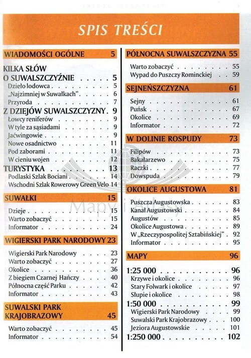 Suwalszczyzna Przewodnik Agencja TD spis treści