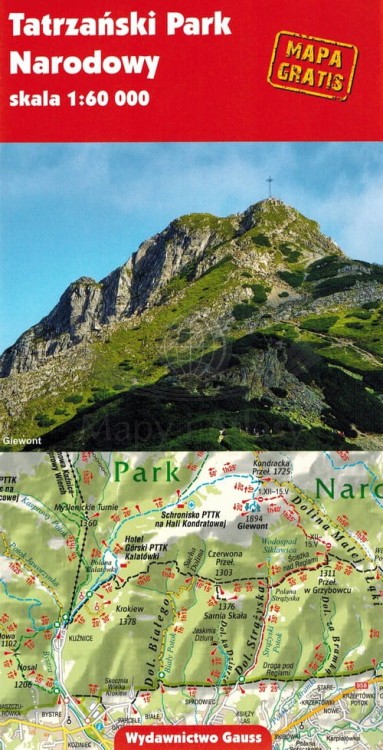 Tatry Polskie Schematy szlaków turystycznych Gauss mapa. Gratis