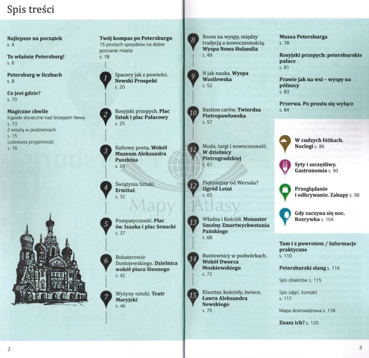 Petersburg Przewodnik z mapą Dumont spis treści