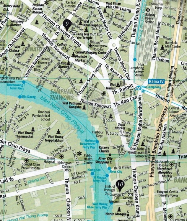 Bangkok. Przewodnik z mapą wydawnictwa Dumont. Fragment mapy