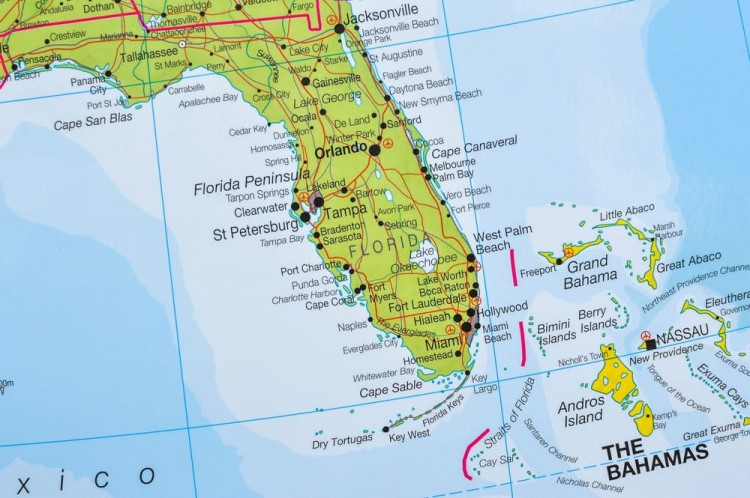 Ameryka Północna 1:7 000 000. Mapa ścienna polityczna wydawnictwa Maps International. Fragment 2