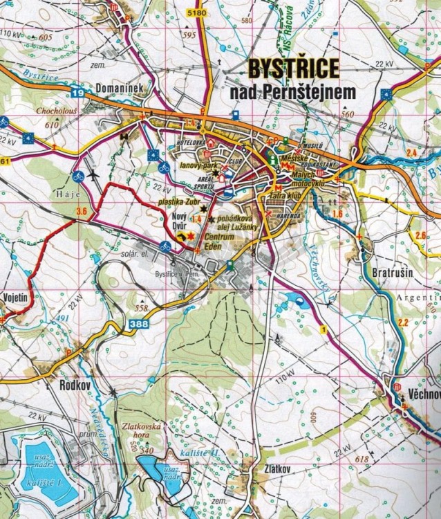 Blanensko, Boskovicko. Mapa turystyczna 456 wydawnictwa Shocart. Fragment 1