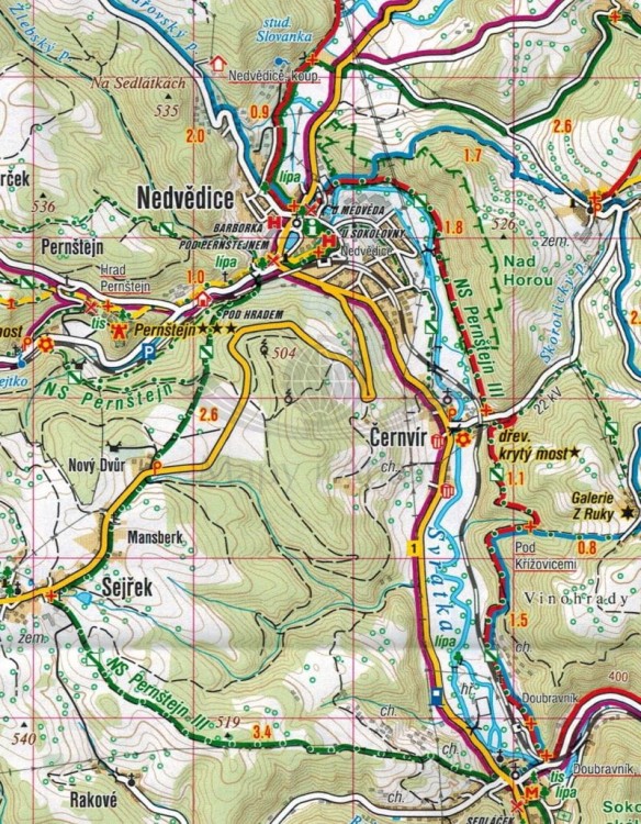 Blanensko, Boskovicko. Mapa turystyczna 456 wydawnictwa Shocart. Fragment 2