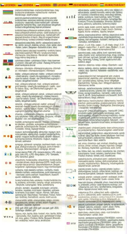Góry Kruszne, Rudawy / Krusne Hory. Mapa turystyczna 201 wydawnictwa Shocart. Legenda