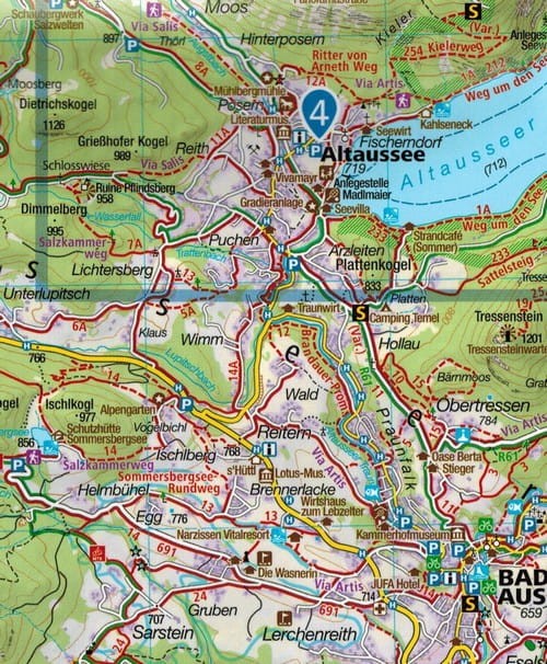 Dachstein. Ausseerland, Bad Goisern, Hallstatt. Wodoodporna mapa turystyczna 20 wydawnictwa Kompass. Fragment 1
