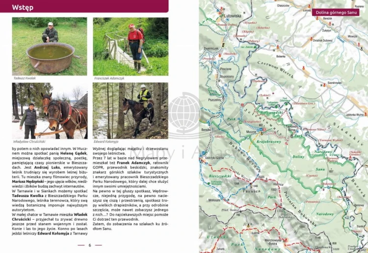 Bieszczady. Wycieczki w dolinie górnego Sanu. Przewodnik turystyczny wydawnictwa Compass. Przykładowe strony 1