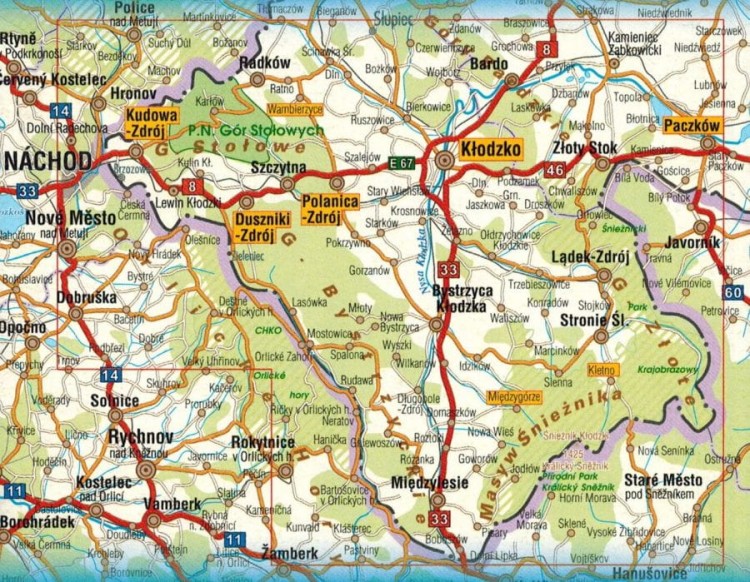 Ziemia Kłodzka. Mapa turystyczna wydawnictwa Galileos. Zasięg