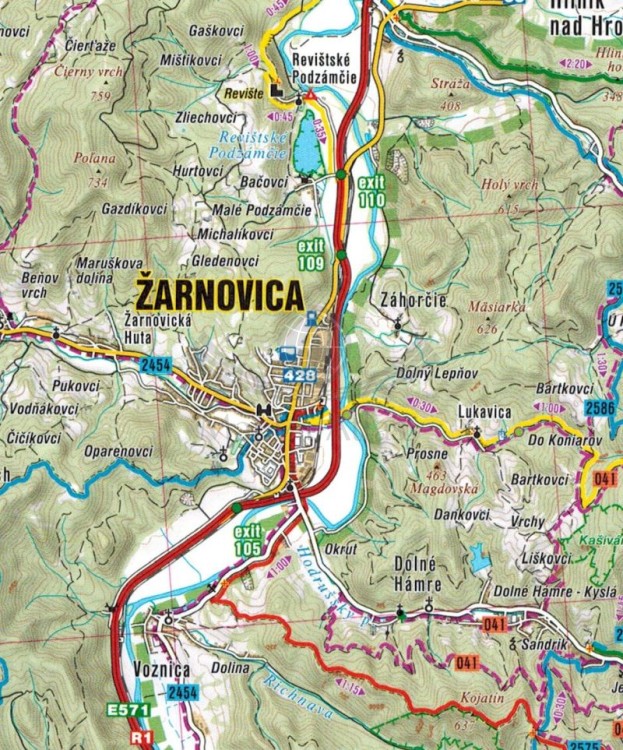 Trybecz, Góry Inowieckie / Tribec, Povazsky Inovec, Vtacnik. Mapa turystyczna 225 wydawnictwa Shocart. Fragment 1