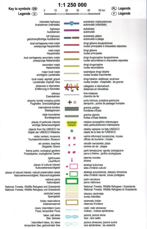 Kalifornia 1:1 250 000. Laminowana mapa samochodowo-turystyczna wydawnictwa ExpressMap. Legenda