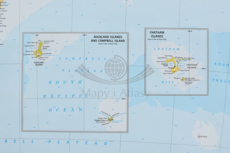 Nowa Zelandia 1:2 300 000. Mapa w wersji do wpinania wydawnictwa National Geographic. Fragment 6