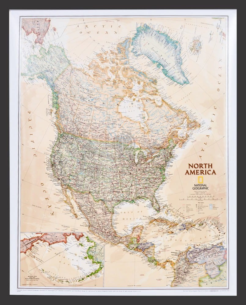 Ameryka Północna 1:13 995 000. Mapa eksluzywna. Wersja do wpinania. National Geographic