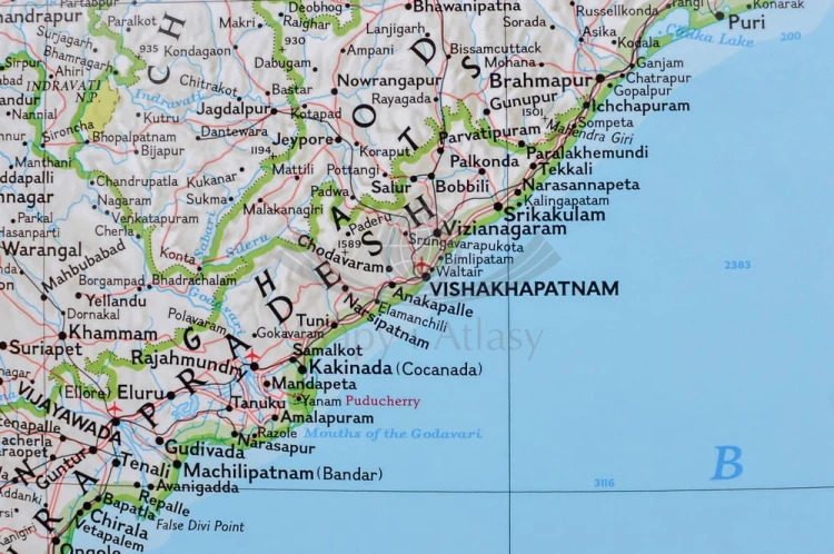 Indie 1:5 625 000. Mapa w wersji do wpinania wydawnictwa National Geographic. Fragment 4