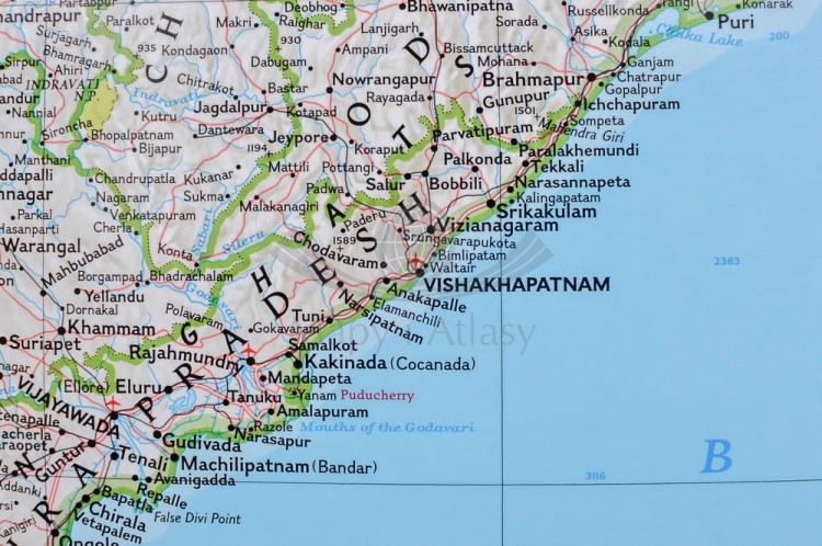 Indie 1:5 625 000. Mapa w wersji magnetycznej wydawnictwa National Geographic. Fragment 4