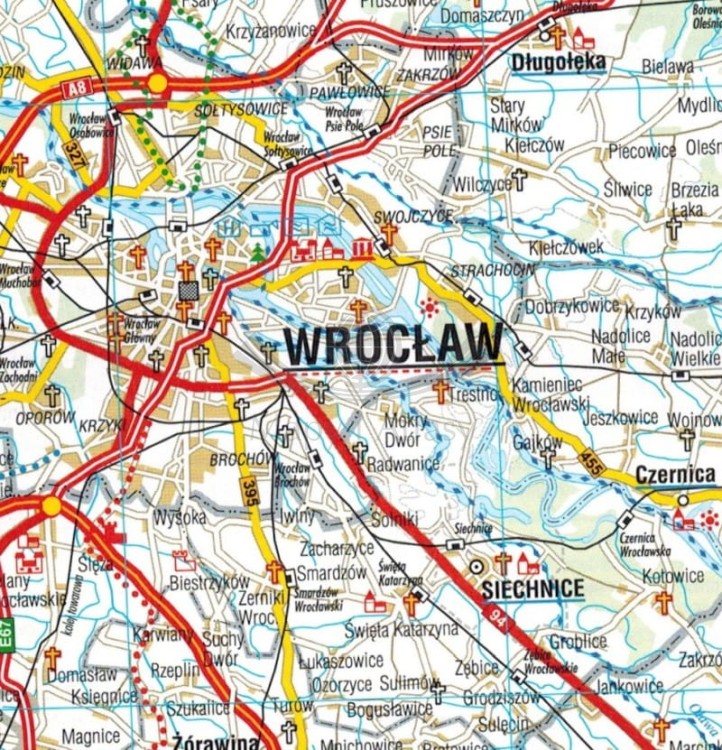 Województwo dolnośląskie 1:270 000. Mapa administracyjno-turystyczna wydawnictwa BiK.  Fragment 1