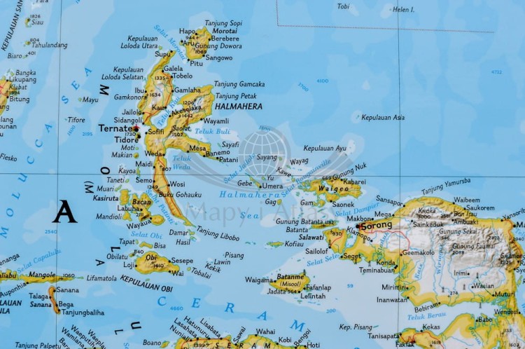 Azja południowo-wschodnia 1:6 497 000. Mapa polityczna w ramie drewnianej. Wydawnictwo: National Geographic. Fragment 3