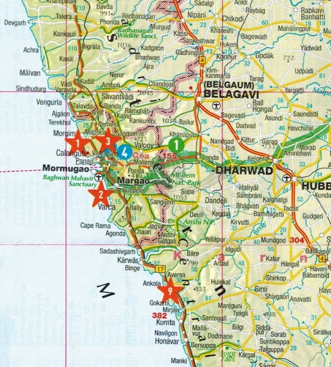 Indie południowe. Przewodnik z mapą w etui wydawnictwa Marco Polo. Mapa - fragment