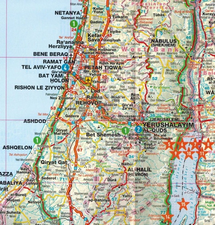Izrael. Przewodnik z mapą w etui wydawnictwa Marco Polo. Mapa - fragment