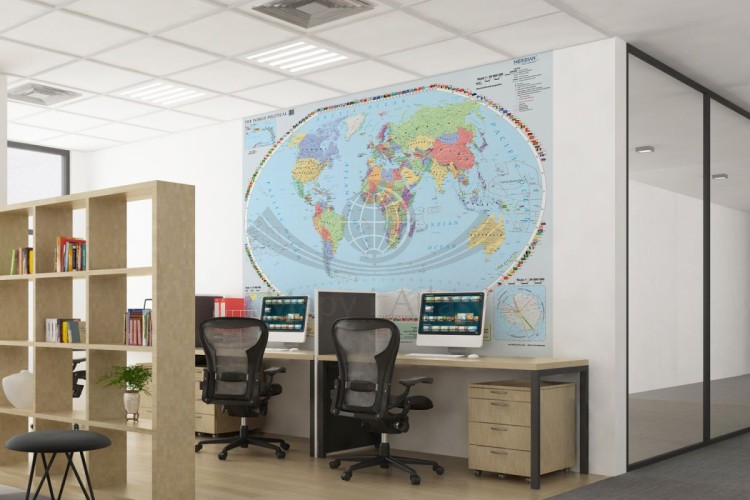 Świat. Fototapeta samoprzylepna. Mapa polityczna w języku angielskim wydawnictwa Meridian. Przykład