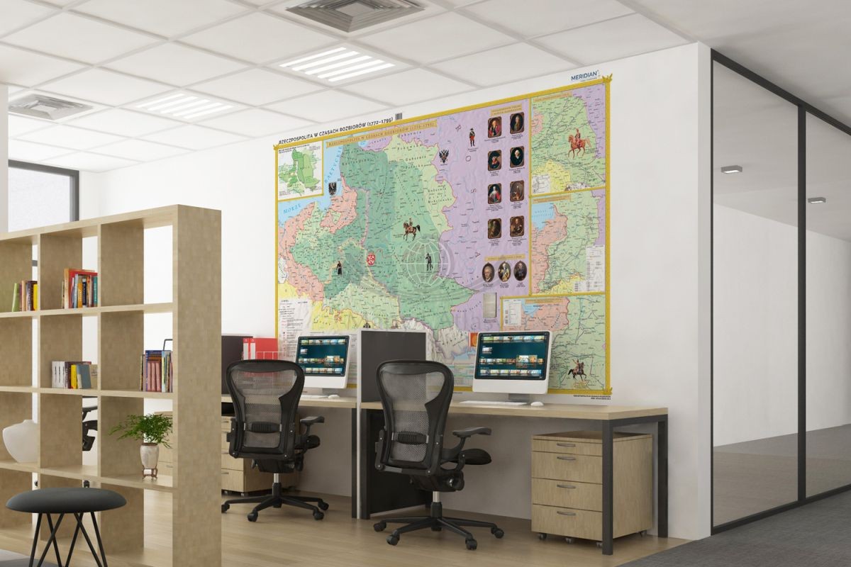 Rzeczpospolita Polska w okresie rozbiorów (1772-1795). Fototapeta samoprzylepna. Mapa