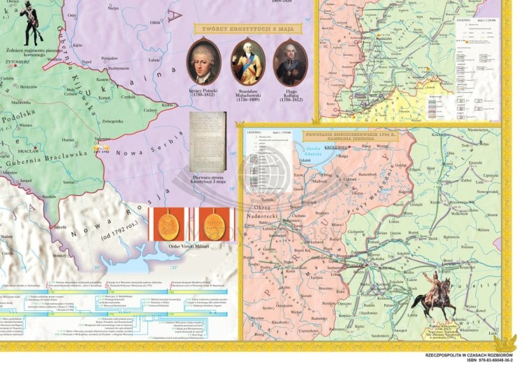 Rzeczpospolita Polska w okresie rozbiorów (1772-1795). Fototapeta samoprzylepna. Mapa. Fragment 1