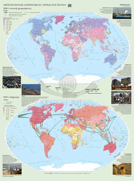 Świat. Fototapeta samoprzylepna. Mapa zróżnicowanie gospodarcze i społeczne. Całość