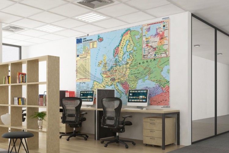 Unia Europejska - strefa Schengen. Fototapeta samoprzylepna. Mapa UE. Przykład