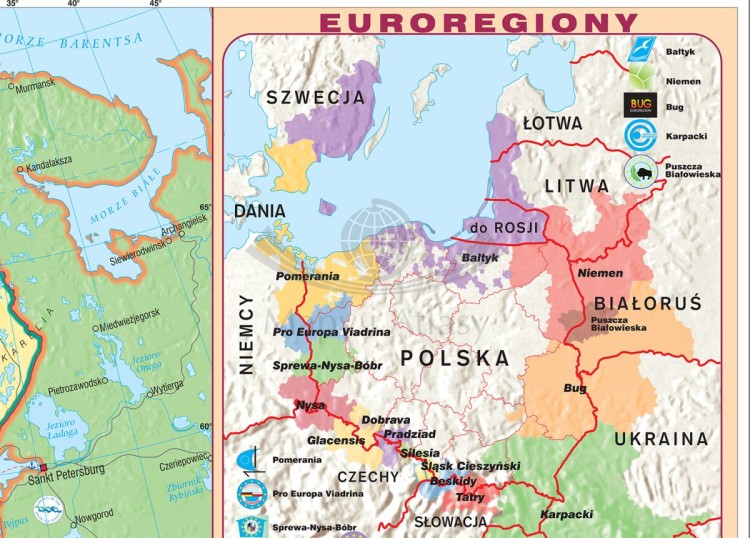 Unia Europejska - strefa Schengen. Fototapeta samoprzylepna. Mapa UE. Fragment 2