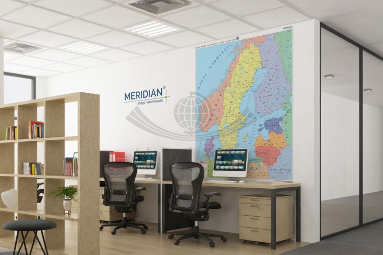 Kraje basenu Morza Bałtyckiego. Fototapeta samoprzylepna. Mapa polityczna. Przykład