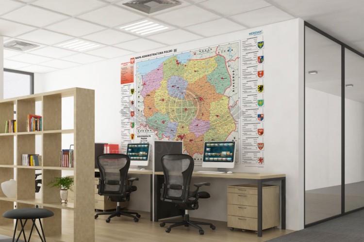 Polska. Fototapeta samoprzylepna. Mapa administracyjna. Przykład