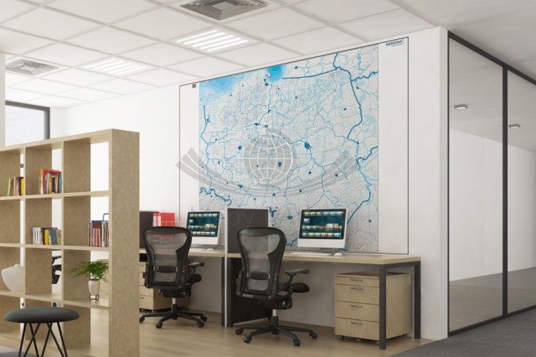 Polska. Fototapeta samoprzylepna. Mapa konturowa, hipsometryczna. Przykład