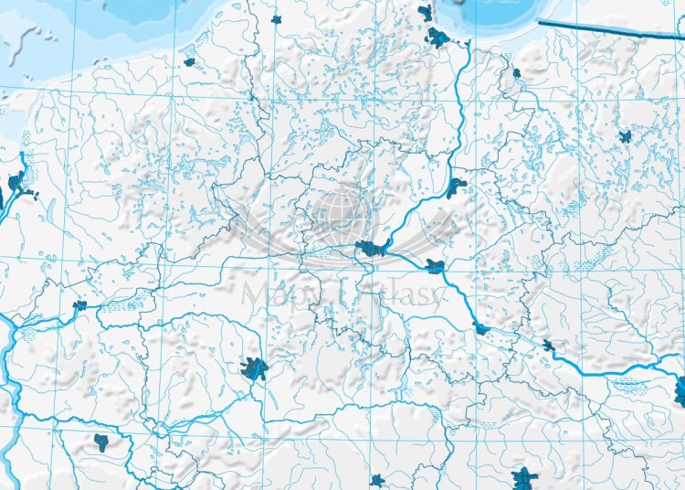 Polska. Fototapeta samoprzylepna. Mapa konturowa, hipsometryczna. Fragment 2