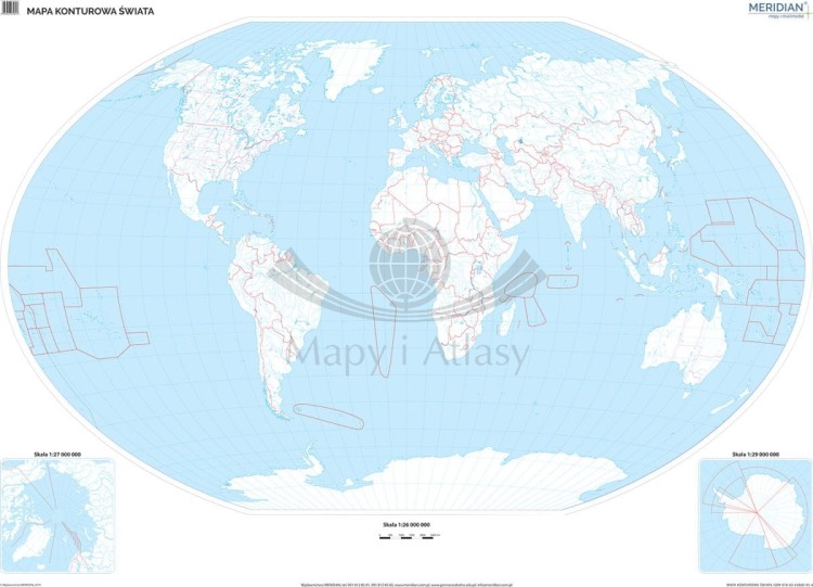 Świat. Fototapeta samoprzylepna. Mapa konturowa. Całość