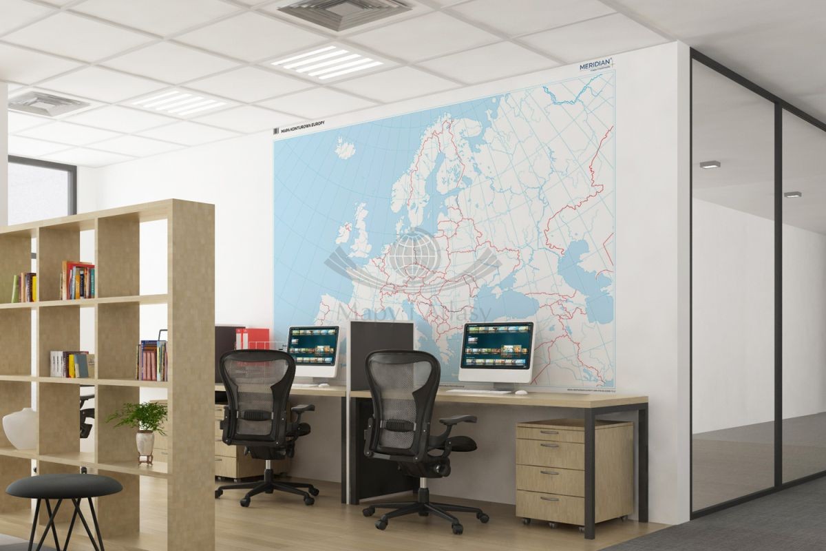 Europa. Fototapeta samoprzylepna. Mapa konturowa