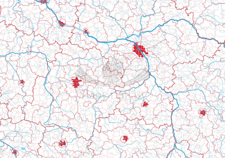 Polska. Fototapeta samoprzylepna. Mapa konturowa, administracyjna. Fragment 1
