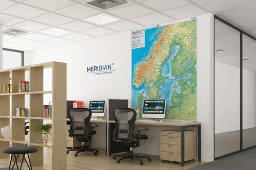 Kraje basenu Morza Bałtyckiego. Fototapeta samoprzylepna. Mapa fizyczna. Przykład