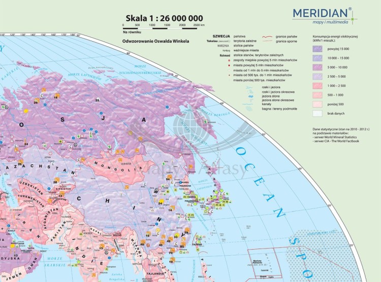 Świat. Fototapeta samoprzylepna. Mapa gospodarcza: surowce, przemysł i energetyka. Fragment 2