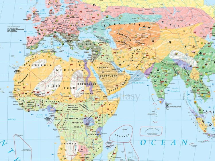 Świat. Fototapeta samoprzylepna. Mapa gospodarcza - rolnictwo i użytkowanie gleby. Fragment 1