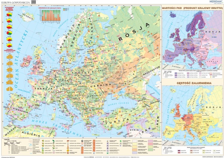 Europa. Fototapeta samoprzylepna. Mapa gospodarcza. Całość