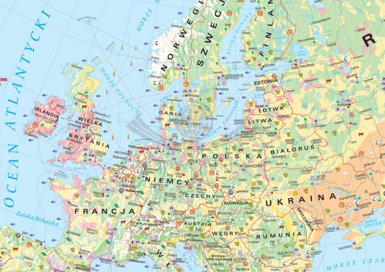 Europa. Fototapeta samoprzylepna. Mapa gospodarcza. Fragment 2