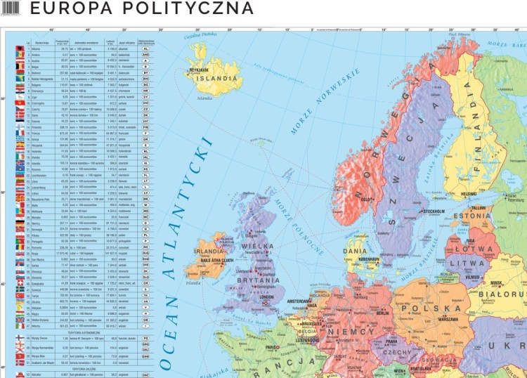 Europa. Fototapeta samoprzylepna. Mapa polityczna. Fragment 3