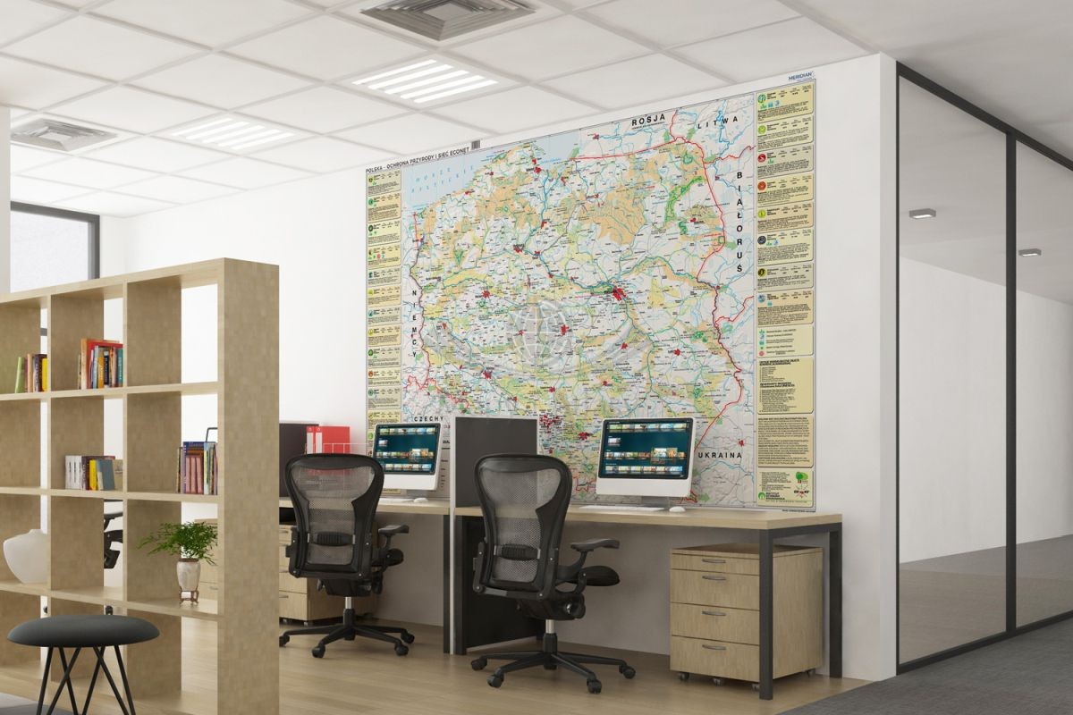 Polska. Fototapeta samoprzylepna. Mapa ekologiczna - ochrona przyrody i sieć ECONET