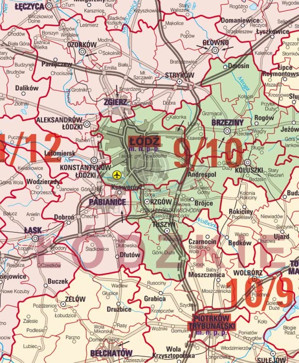 Polska 1:500 000. Mapa ścienna okręgów wyborczych do Sejmu Rzeczypospolitej Polskiej. Fragment 1